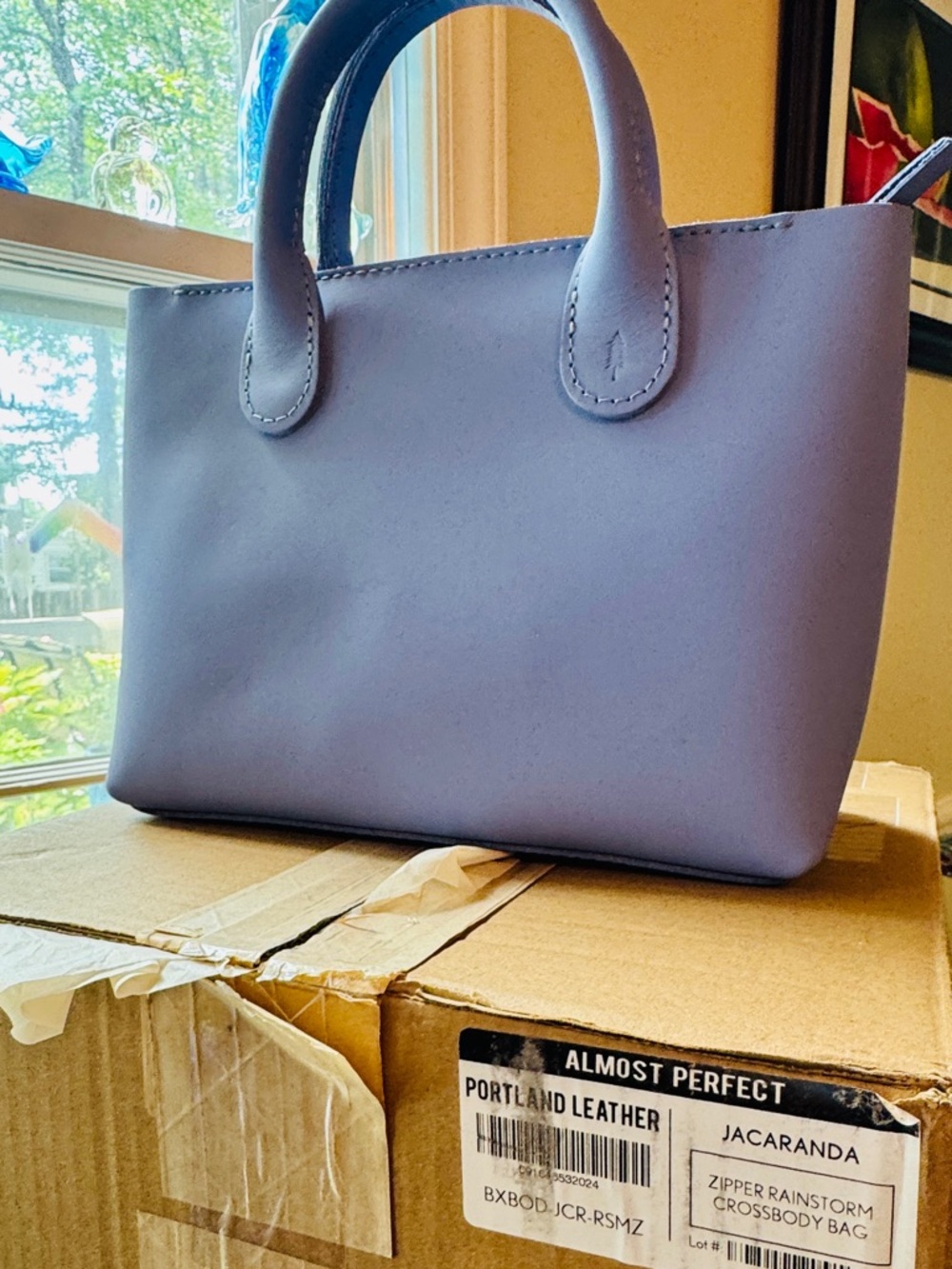 Portland Leather Perwinkle Purse Large Raindrop/Rainstorm Zip - Picture 7 of 7